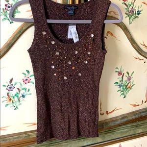 NWT August Silk lurex S tank top sequined bodice.
